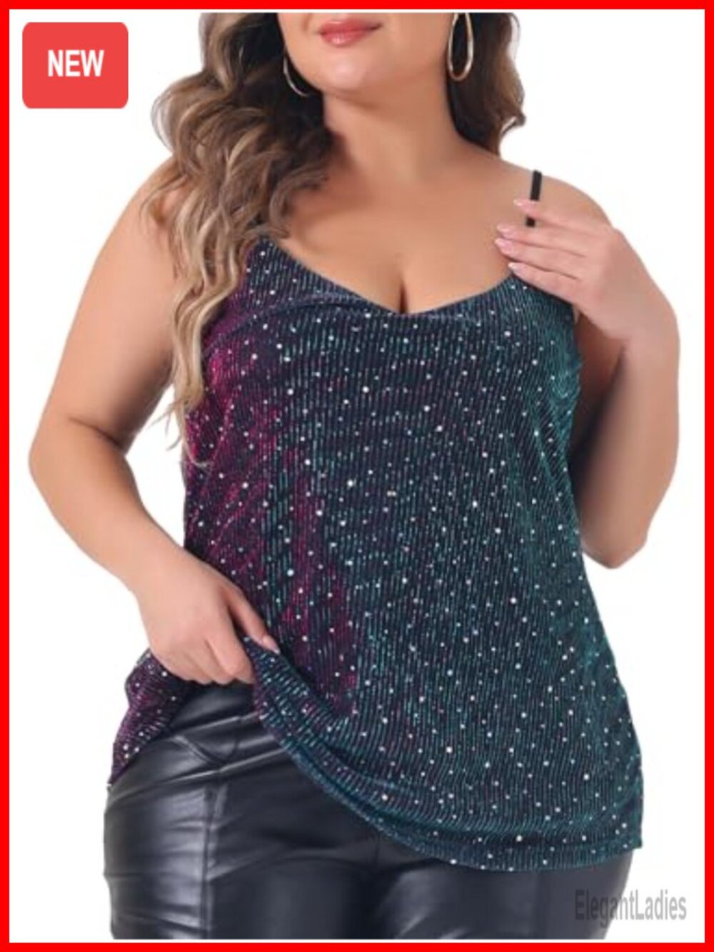 Plus Size Sequin Sparkle Glitter Cami Tank Top